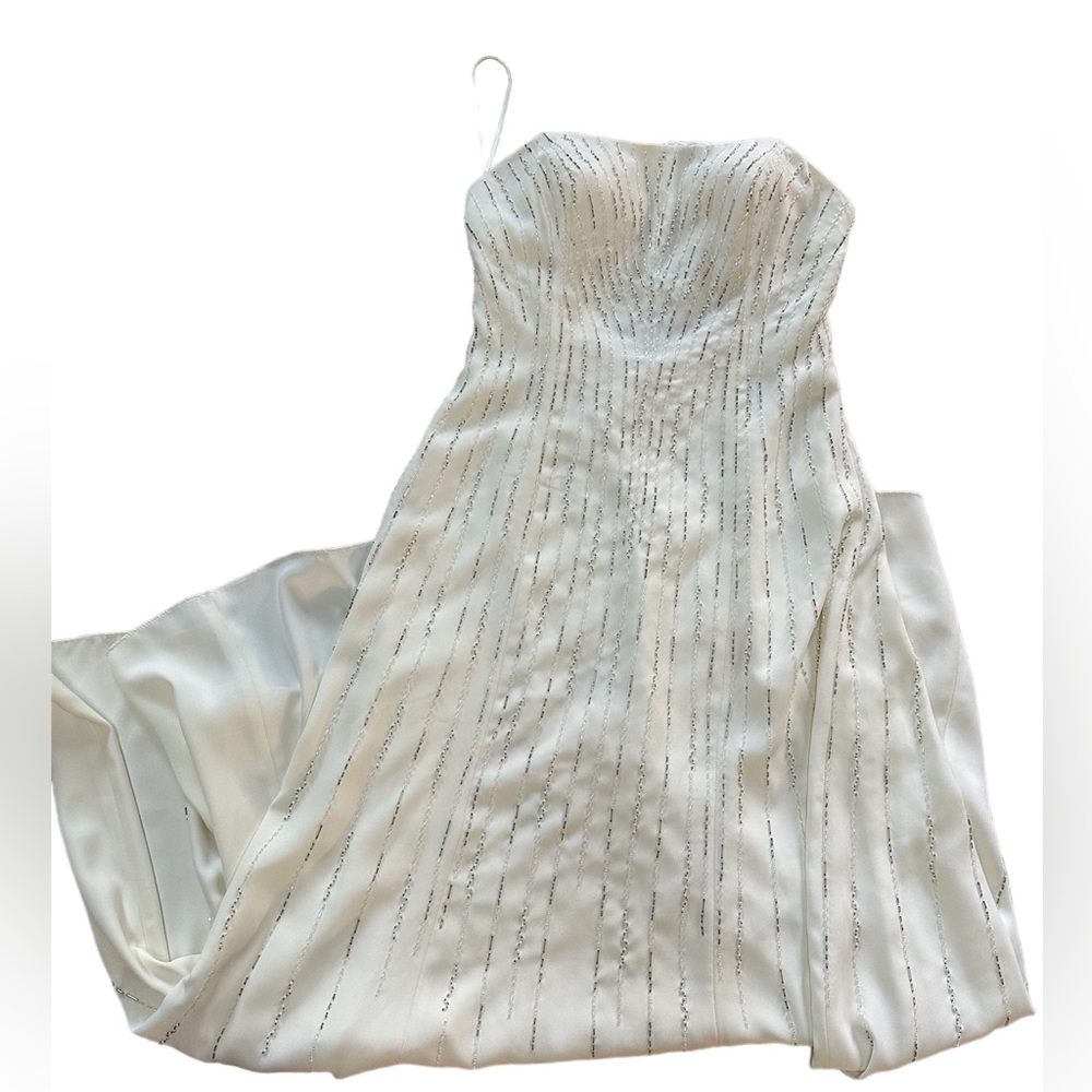 NWT Landa Ivory White Strapless Embellished/Beaded Detail Bridal Maxi Dress 14